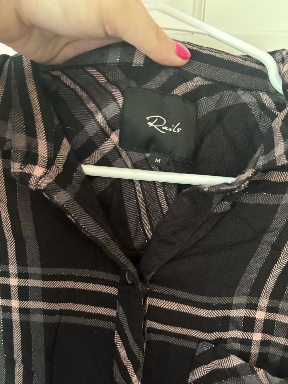 Rails Hunter Plaid Flannel Button Down Onyx Slate Blush, Size Medium (M) Soft - Picture 7 of 16
